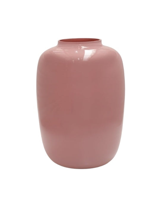 Pastel roze vaas geschikt voor zijden bloemen. Zachte poederroze kleur.