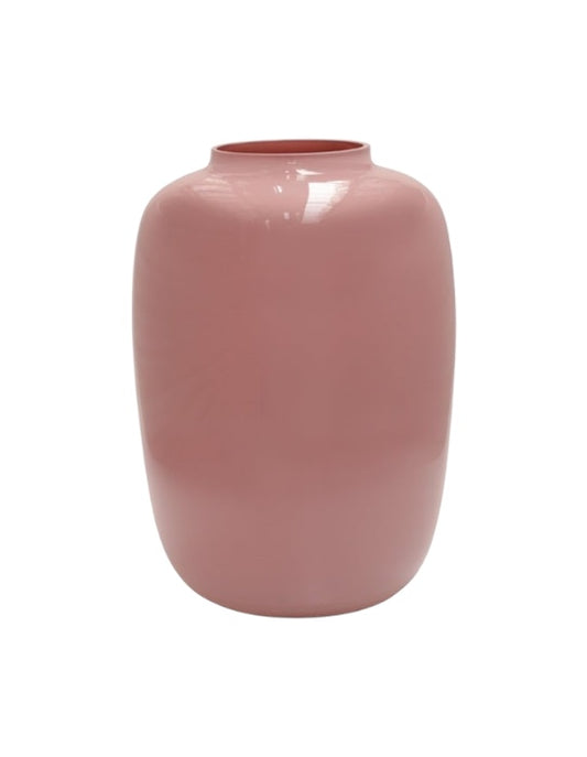Pastel roze vaas geschikt voor zijden bloemen. Zachte poederroze kleur.