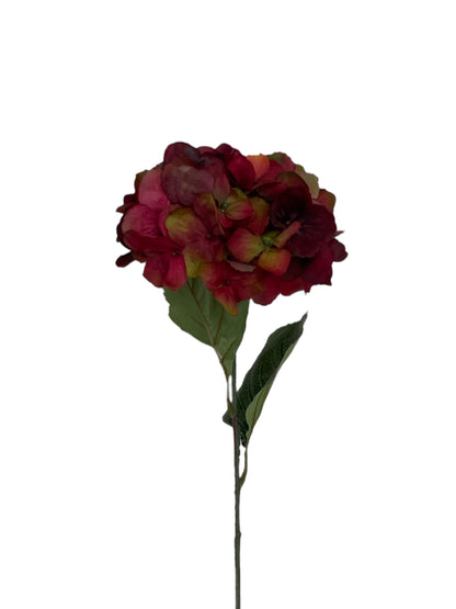 Zijden hortensia in dieprode kleur.