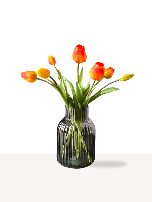 Real touch kunst tulpen in de kleur oranje en geel