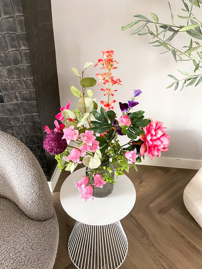 Zijden bloemen boeket met vaas roze pioen kunstboeket Moederdag cadeau idee