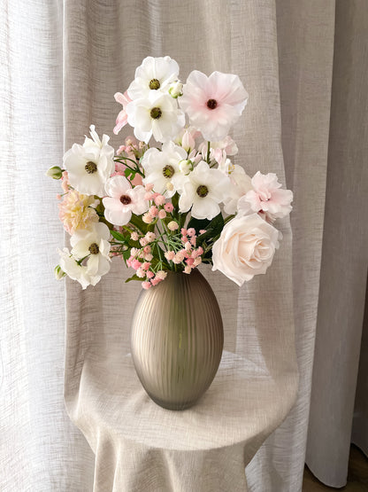 zijden boeket in ribbel vaas 