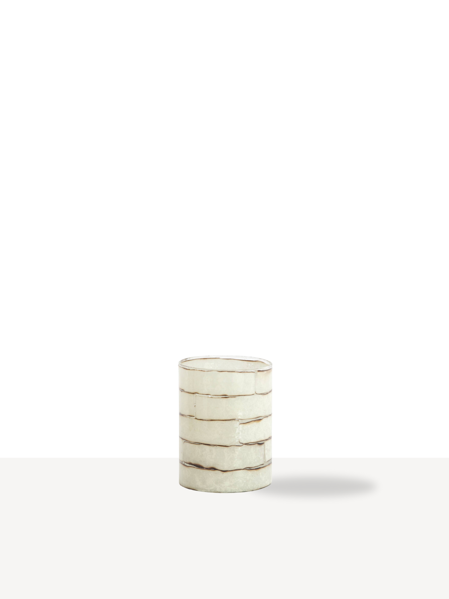 theelicht met subtiele strepen in creme kleur
