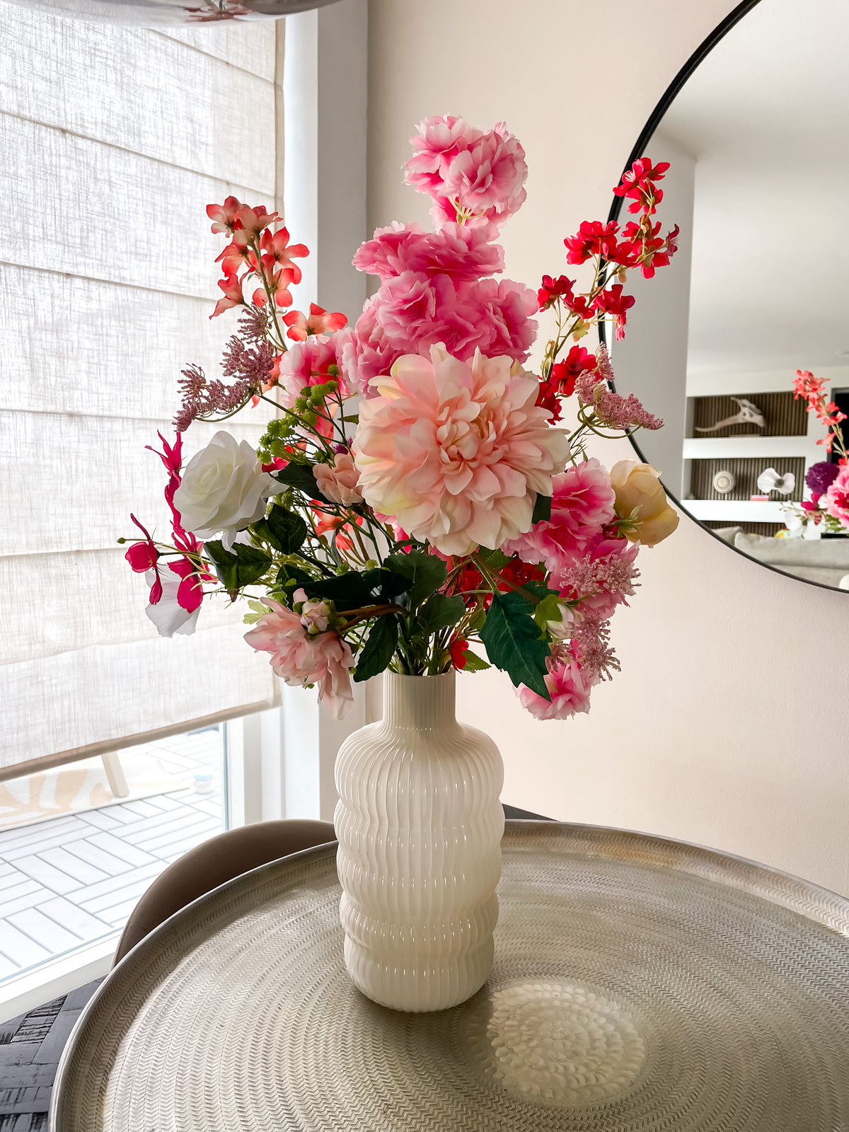 pastel roze kleurig zijden boeket 