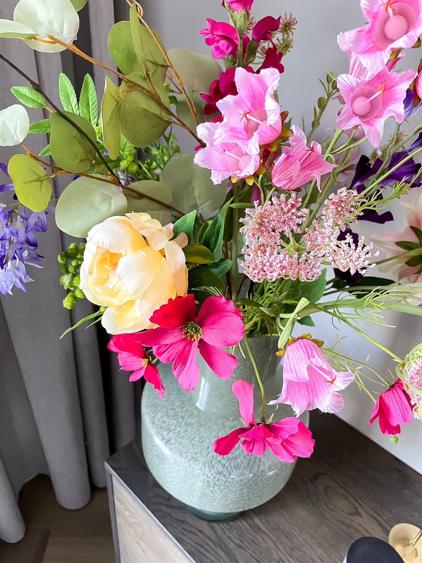 roze, paars, groen zijden boeket
